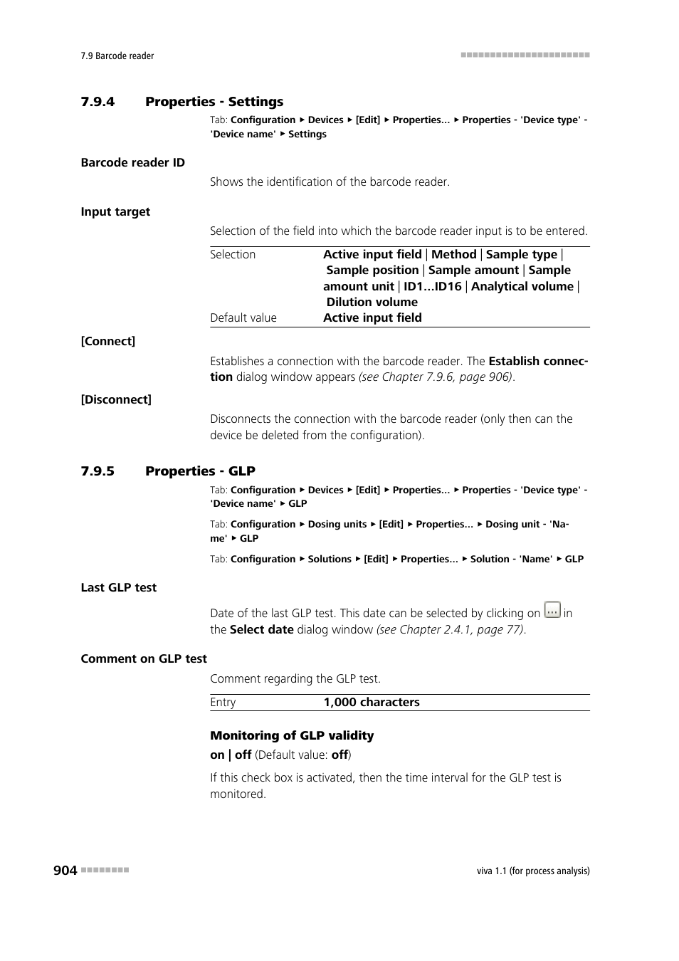 4 properties - settings, 5 properties - glp, Properties - settings | Properties - glp | Metrohm viva 1.1 (ProLab) User Manual | Page 916 / 1085