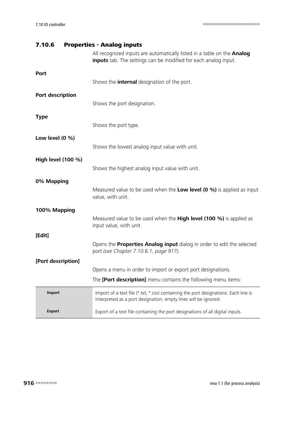 6 properties - analog inputs, Properties - analog inputs | Metrohm viva 1.1 (ProLab) User Manual | Page 928 / 1085