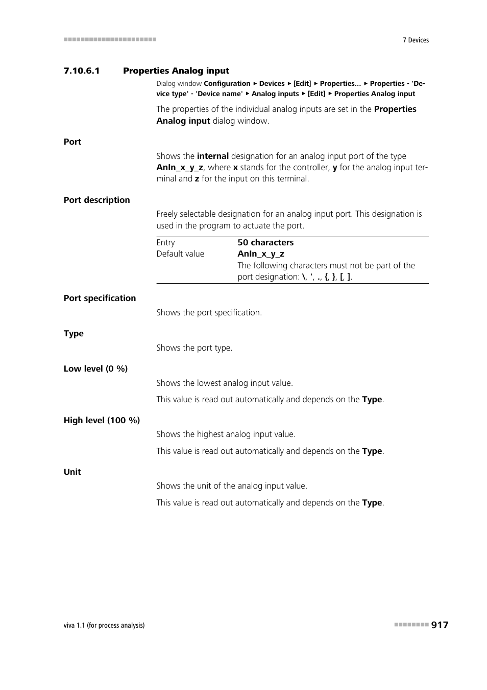 1 properties analog input | Metrohm viva 1.1 (ProLab) User Manual | Page 929 / 1085