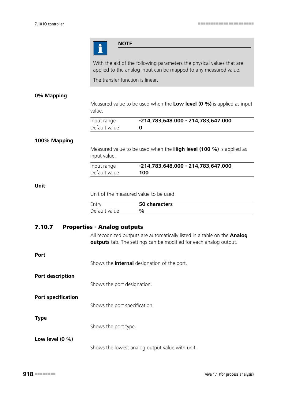 7 properties - analog outputs, Properties - analog outputs | Metrohm viva 1.1 (ProLab) User Manual | Page 930 / 1085