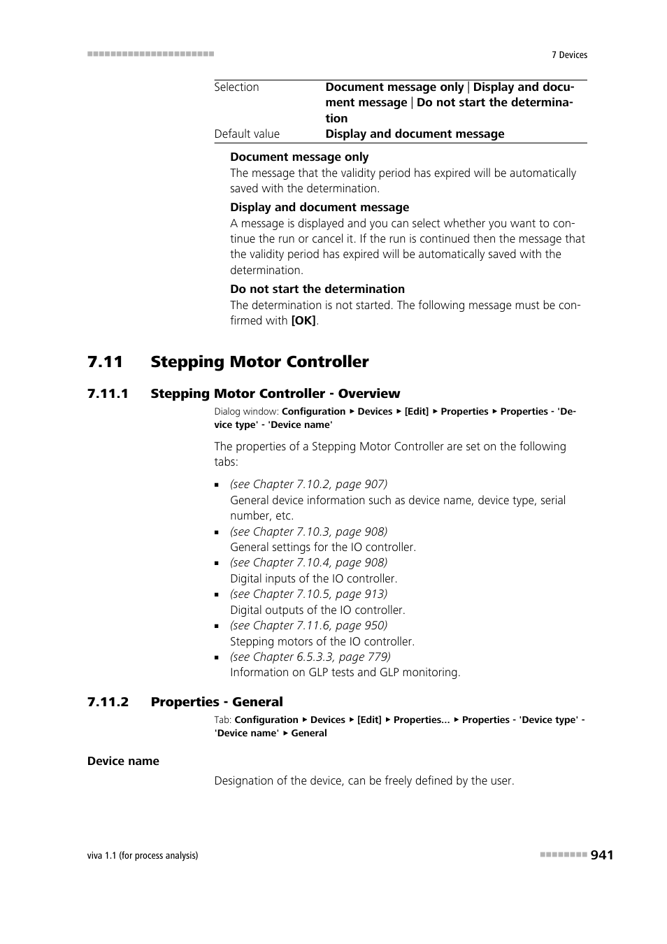 11 stepping motor controller, 1 stepping motor controller - overview, 2 properties - general | 11 stepping motor controller 7.11.1, Stepping motor controller - overview, Properties - general, Stepping motor controller | Metrohm viva 1.1 (ProLab) User Manual | Page 953 / 1085