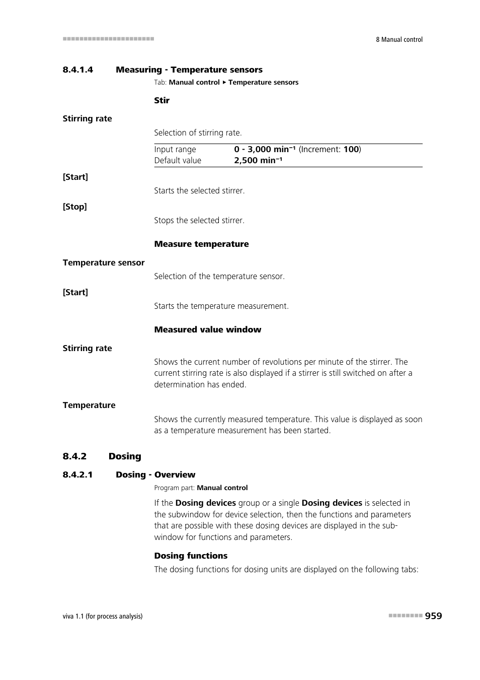 4 measuring - temperature sensors, 2 dosing, 1 dosing - overview | Dosing | Metrohm viva 1.1 (ProLab) User Manual | Page 971 / 1085