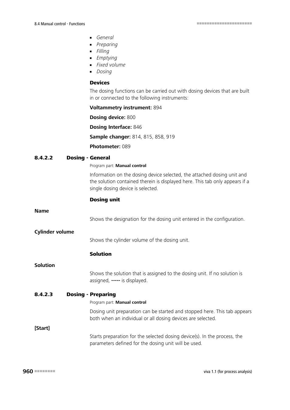 2 dosing - general, 3 dosing - preparing | Metrohm viva 1.1 (ProLab) User Manual | Page 972 / 1085