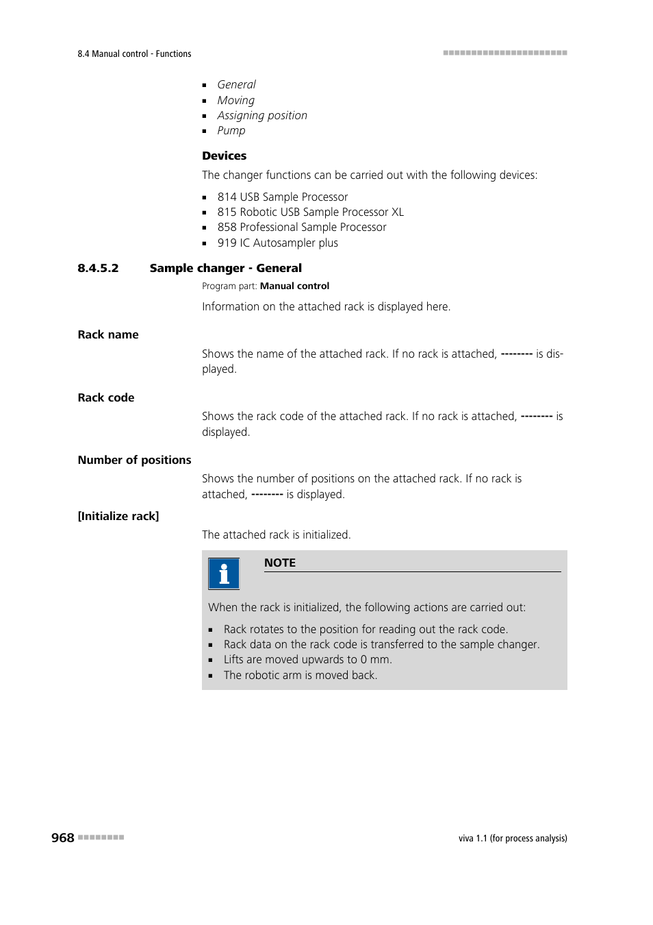 2 sample changer - general | Metrohm viva 1.1 (ProLab) User Manual | Page 980 / 1085