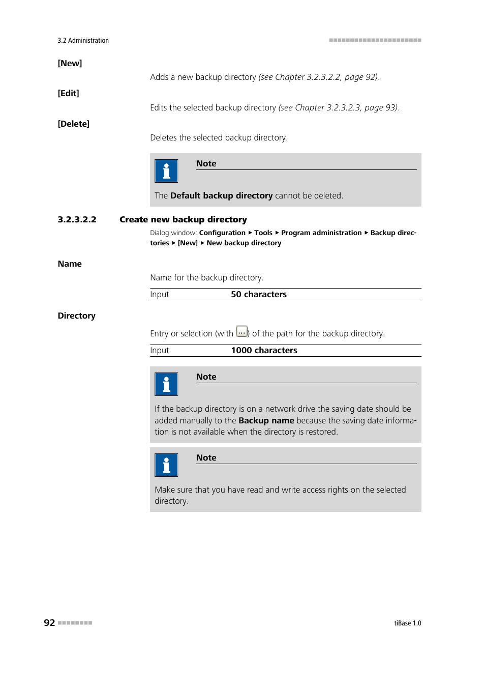 2 create new backup directory | Metrohm tiBase 1.0 Manual User Manual | Page 100 / 339