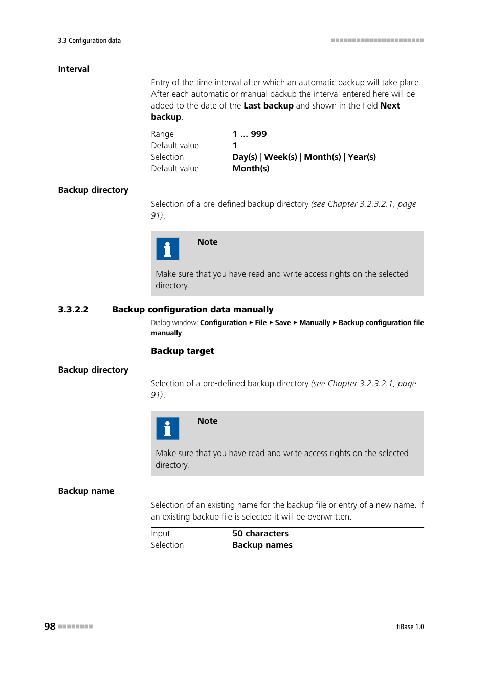 2 backup configuration data manually, Backup configuration data manually | Metrohm tiBase 1.0 Manual User Manual | Page 106 / 339