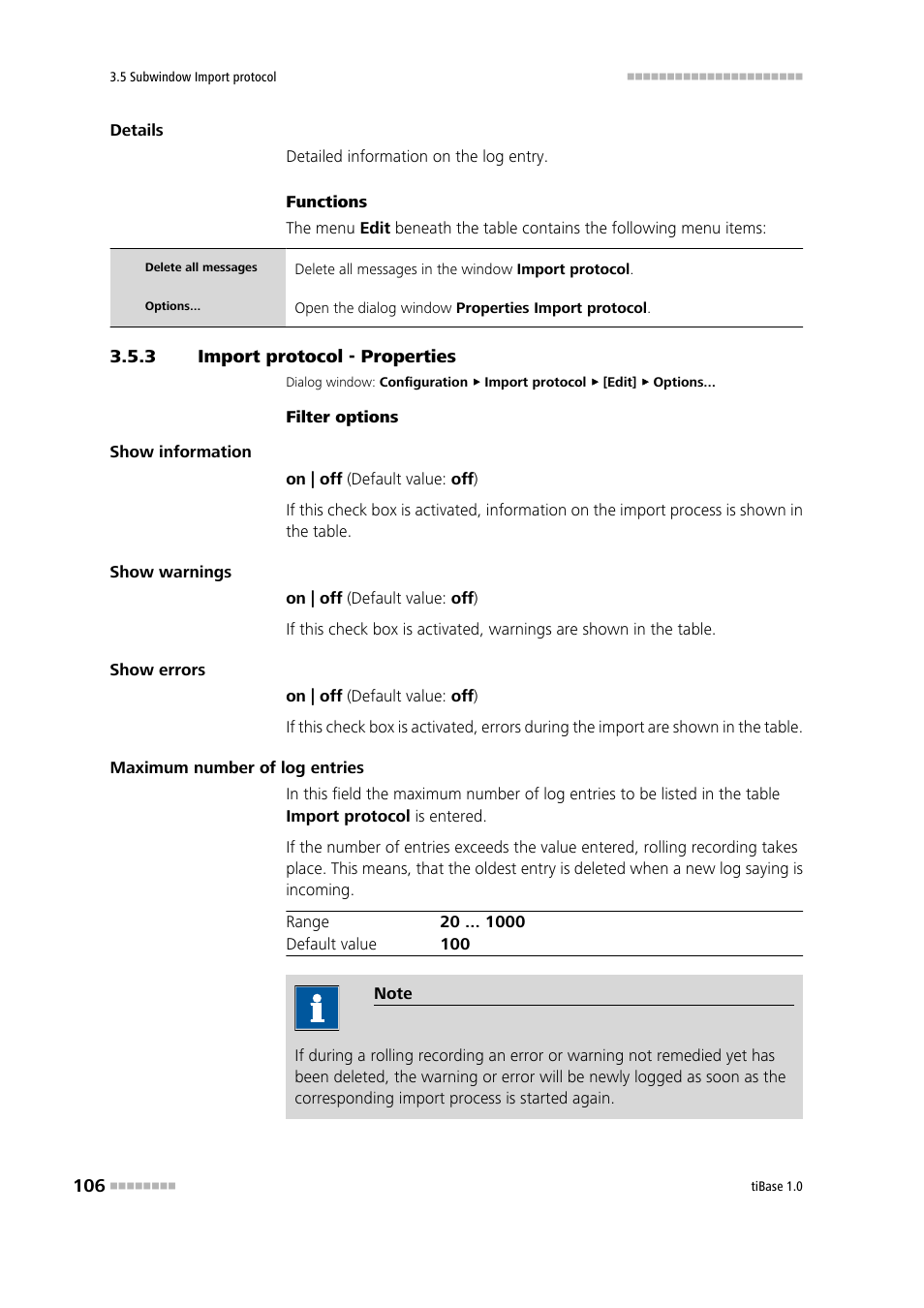 3 import protocol - properties, Import protocol - properties | Metrohm tiBase 1.0 Manual User Manual | Page 114 / 339
