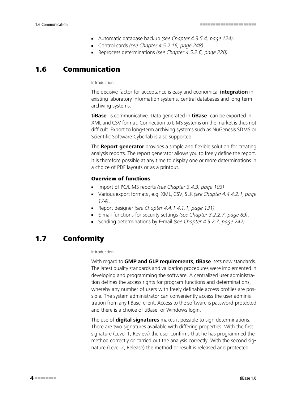 6 communication, 7 conformity, Communication | Conformity | Metrohm tiBase 1.0 Manual User Manual | Page 12 / 339