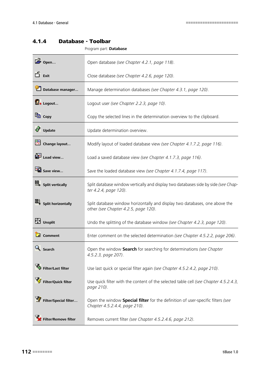 4 database - toolbar, Database - toolbar | Metrohm tiBase 1.0 Manual User Manual | Page 120 / 339