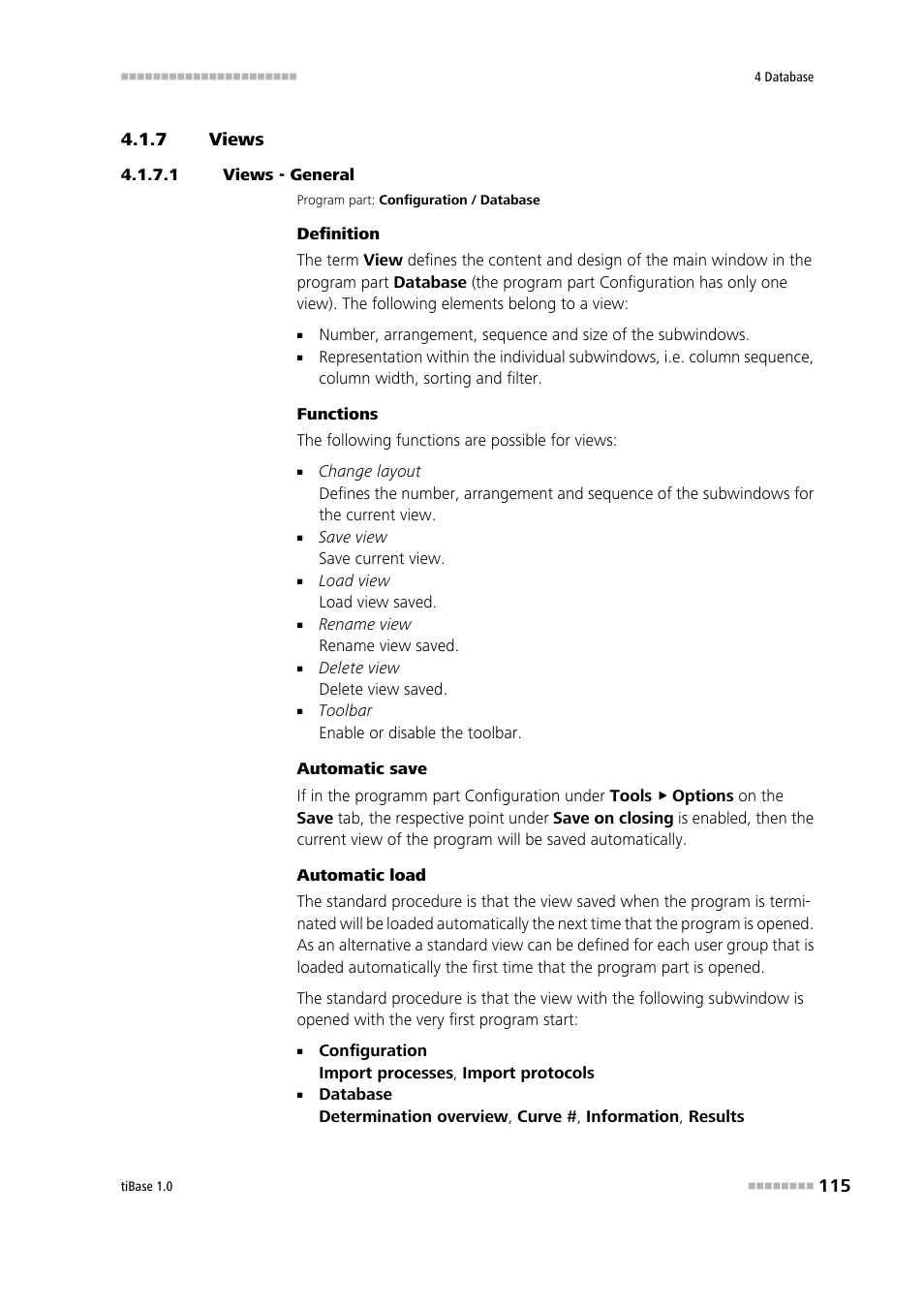 7 views, 1 views - general, Views | Toolbar | Metrohm tiBase 1.0 Manual User Manual | Page 123 / 339