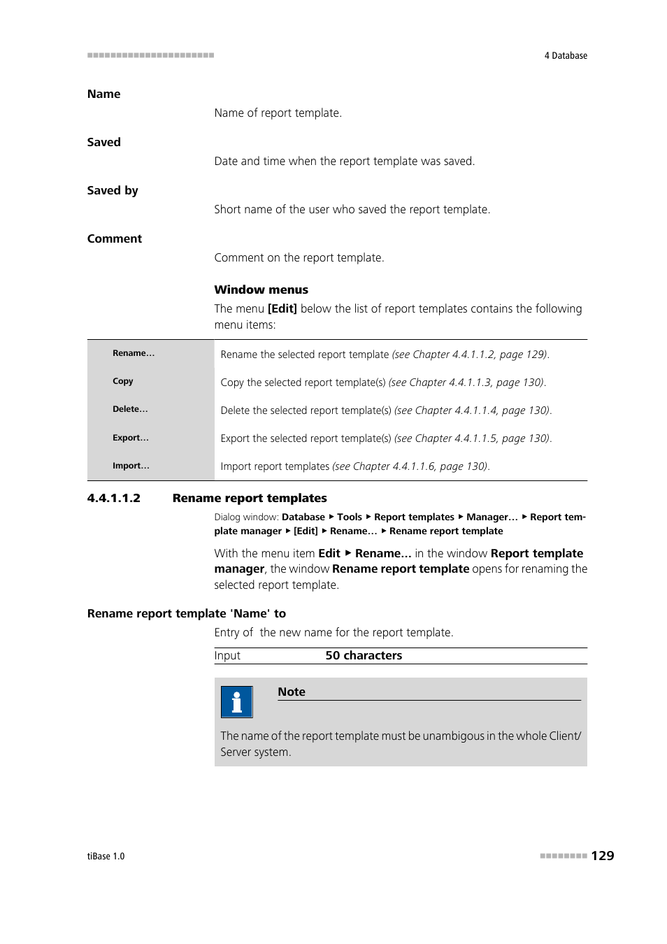 2 rename report templates | Metrohm tiBase 1.0 Manual User Manual | Page 137 / 339