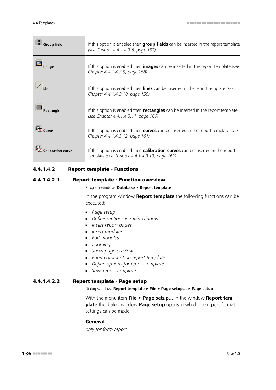 2 report template - functions, 1 report template - function overview | Metrohm tiBase 1.0 Manual User Manual | Page 144 / 339