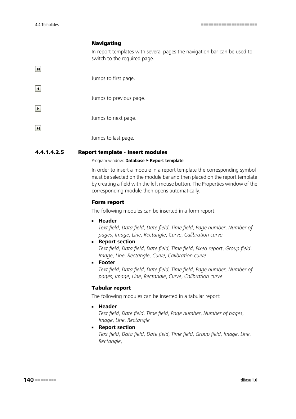 5 report template - insert modules, Insert modules | Metrohm tiBase 1.0 Manual User Manual | Page 148 / 339