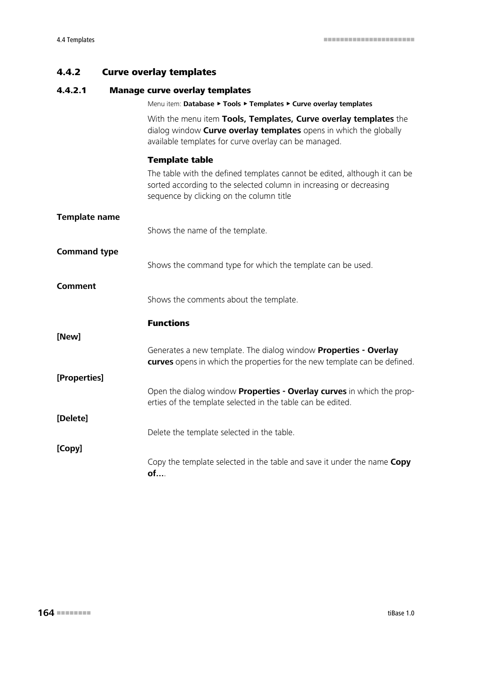 2 curve overlay templates, 1 manage curve overlay templates, Curve overlay templates | Edit curve overlay templates | Metrohm tiBase 1.0 Manual User Manual | Page 172 / 339