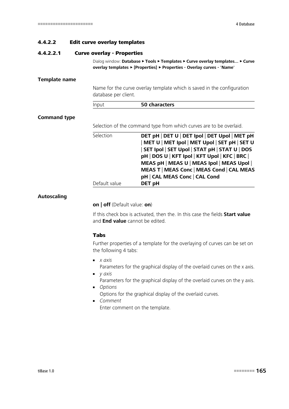 2 edit curve overlay templates, 1 curve overlay - properties | Metrohm tiBase 1.0 Manual User Manual | Page 173 / 339