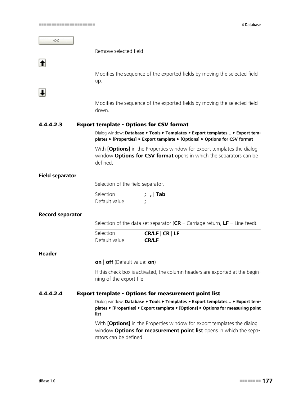 3 export template - options for csv format | Metrohm tiBase 1.0 Manual User Manual | Page 185 / 339
