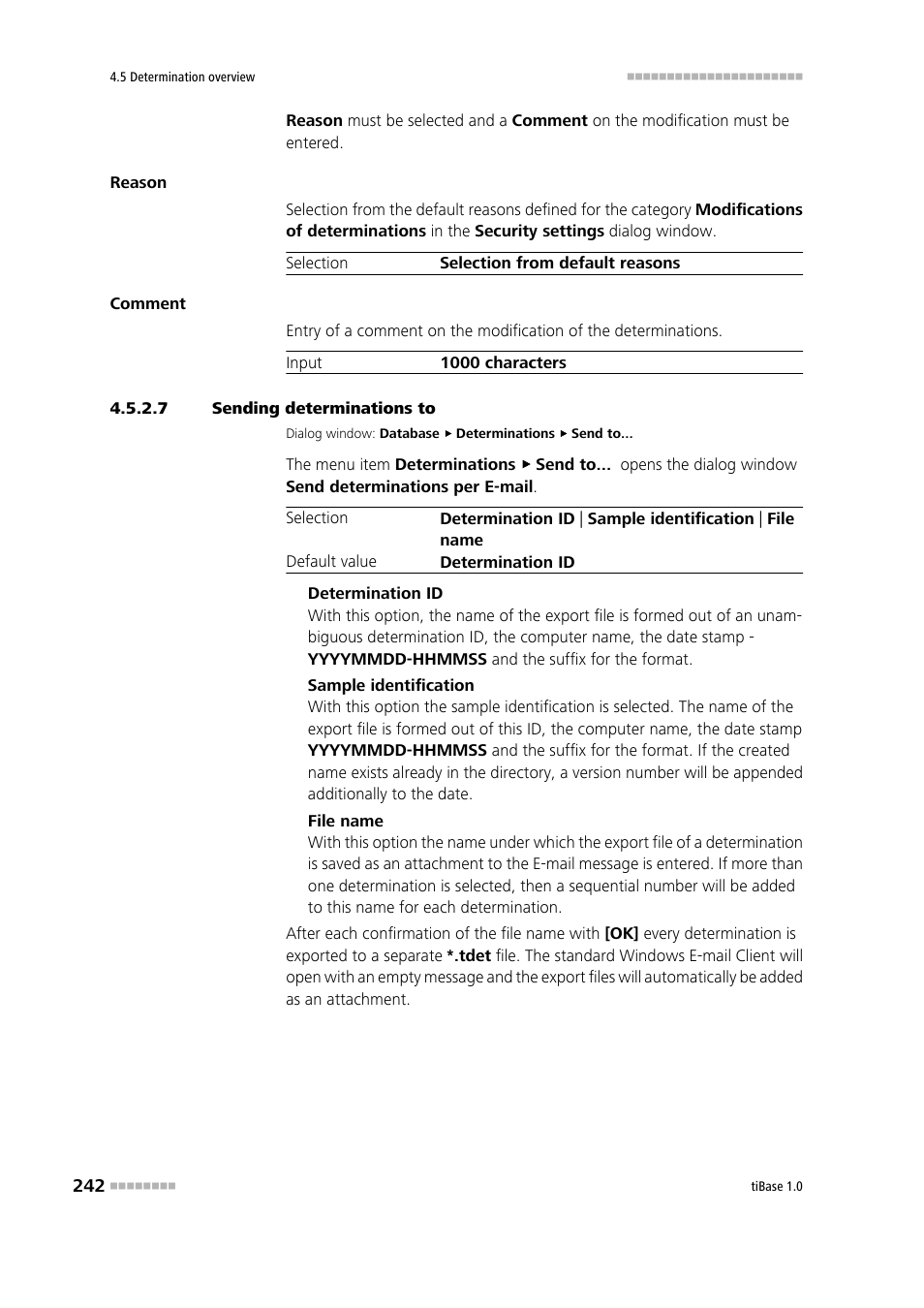 7 sending determinations to, Send determinations to | Metrohm tiBase 1.0 Manual User Manual | Page 250 / 339
