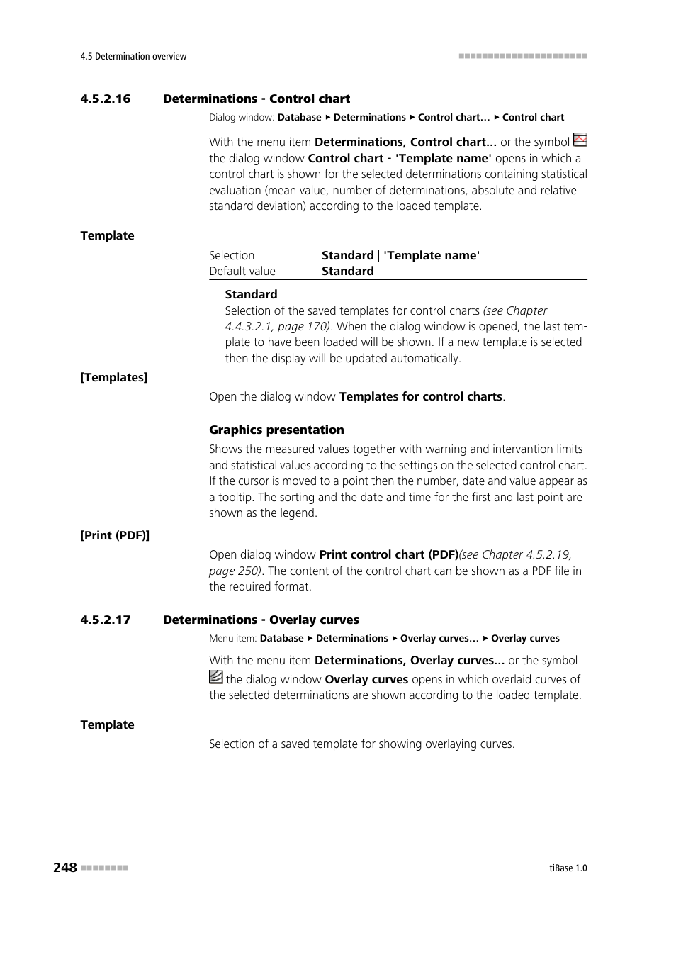 16 determinations - control chart, 17 determinations - overlay curves, Determinations - control chart | Determinations - overlay curves | Metrohm tiBase 1.0 Manual User Manual | Page 256 / 339