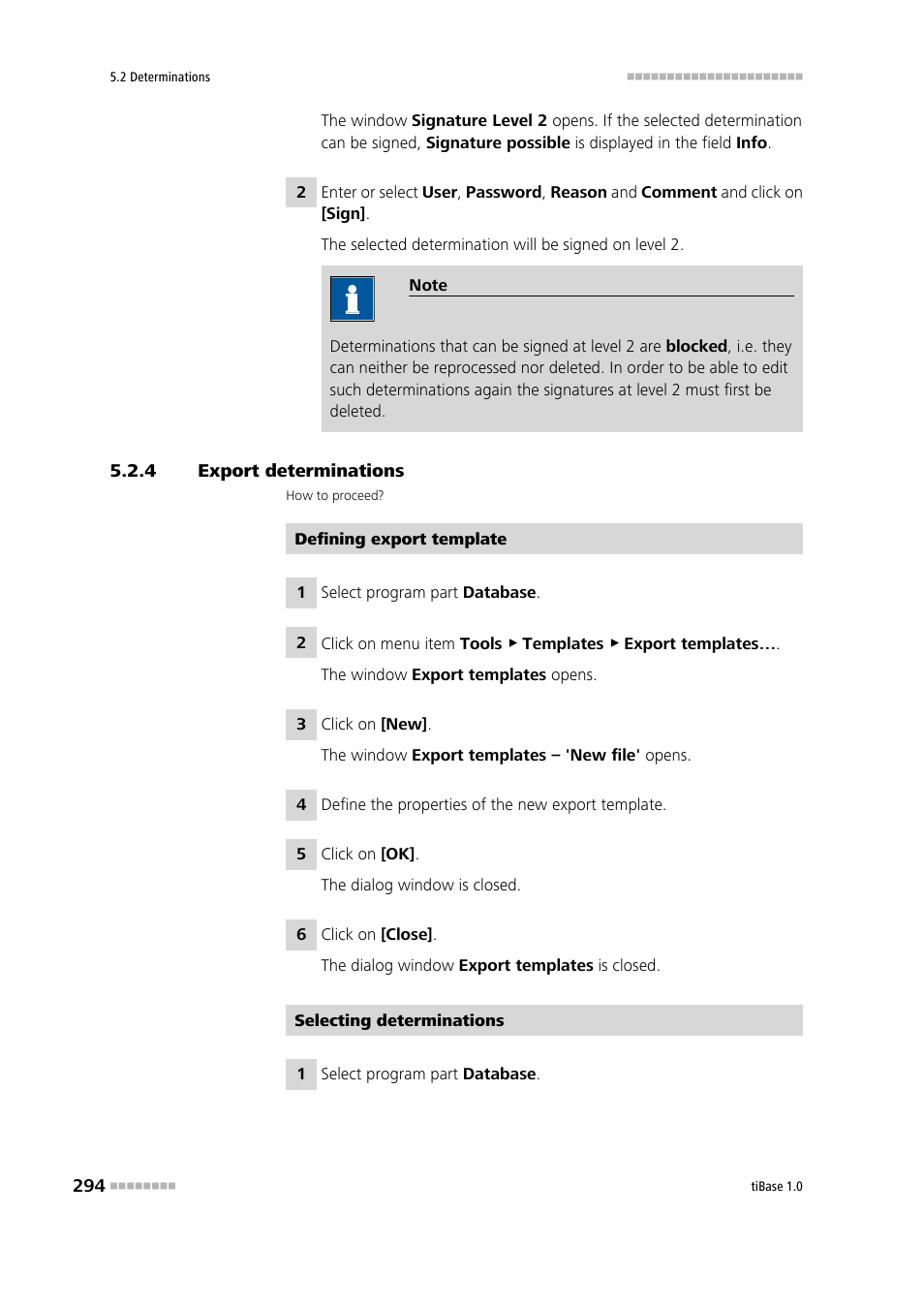 4 export determinations, Export determinations | Metrohm tiBase 1.0 Manual User Manual | Page 302 / 339