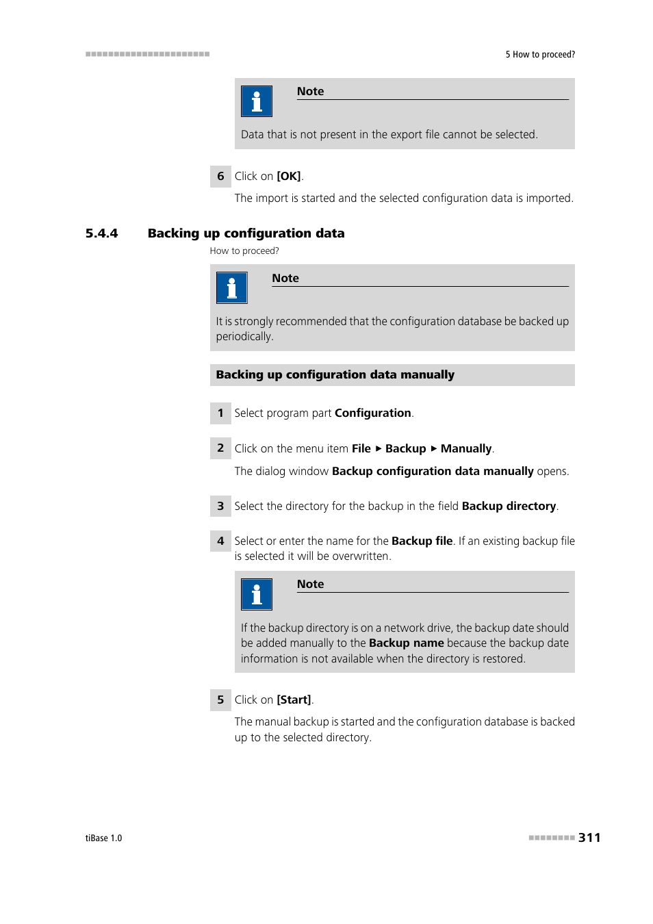 4 backing up configuration data, Backing up configuration data | Metrohm tiBase 1.0 Manual User Manual | Page 319 / 339
