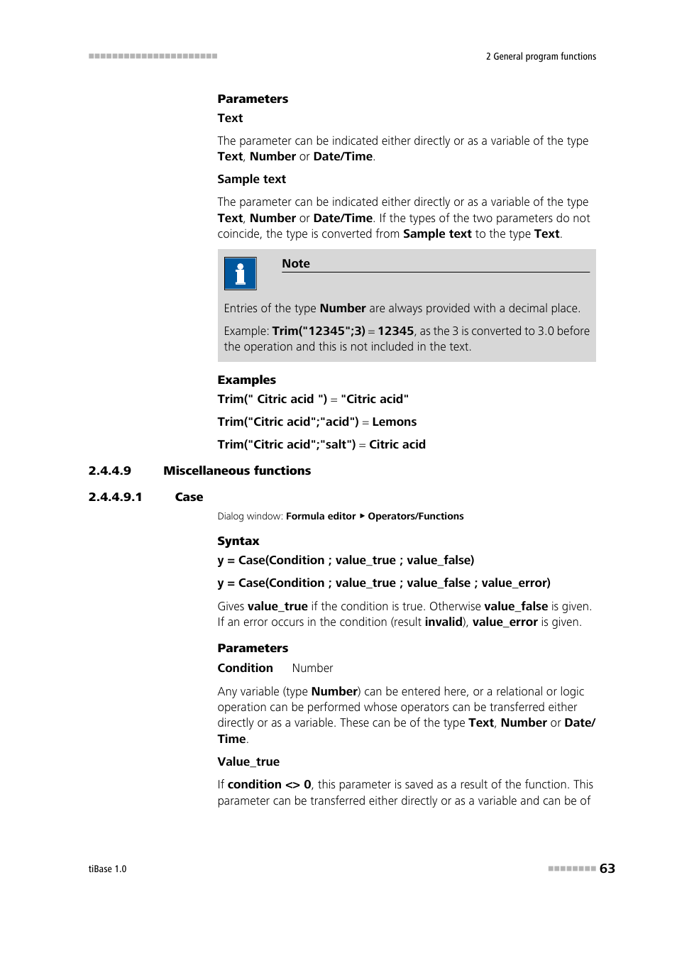 9 miscellaneous functions, 1 case, Case | Metrohm tiBase 1.0 Manual User Manual | Page 71 / 339