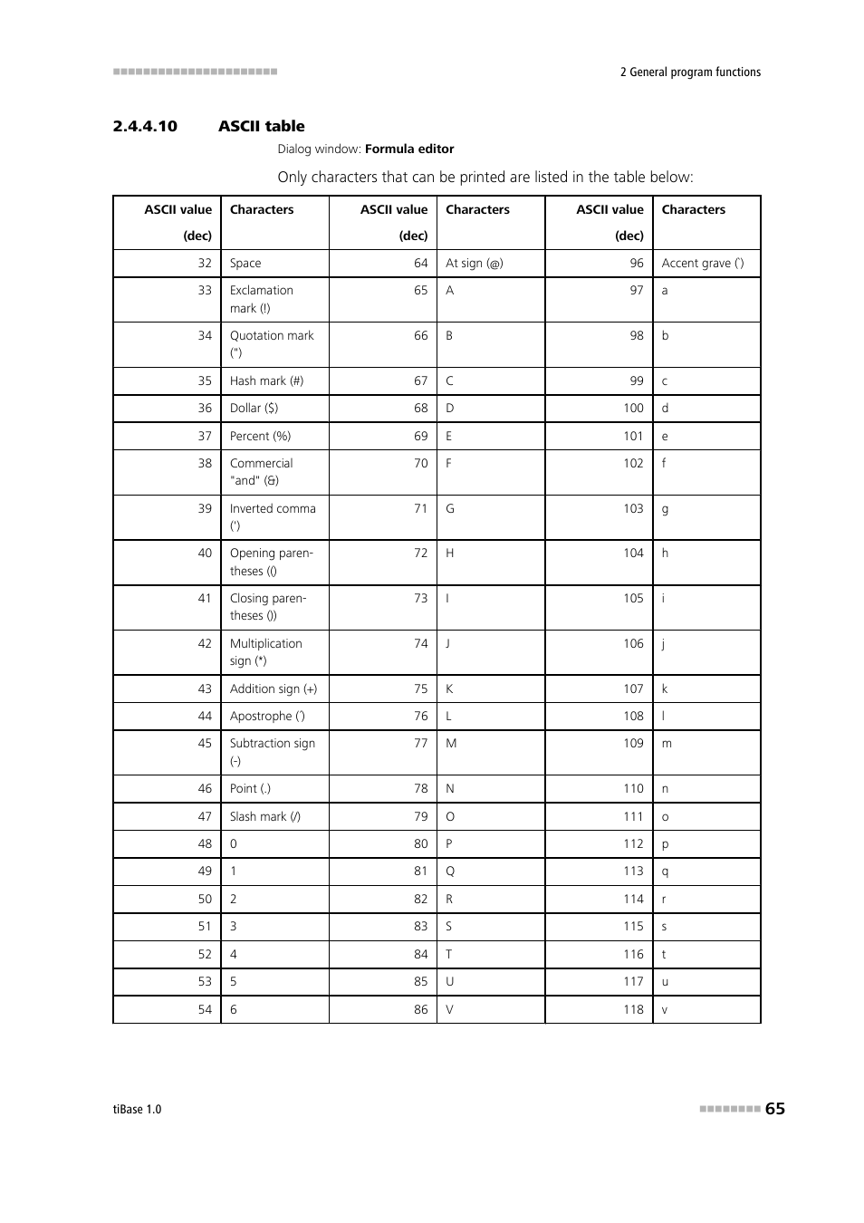 10 ascii table | Metrohm tiBase 1.0 Manual User Manual | Page 73 / 339
