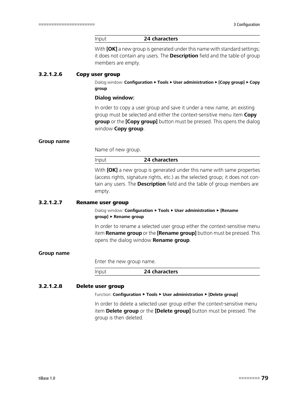 6 copy user group, 7 rename user group, 8 delete user group | Copy user groups, Rename user groups, Delete user groups | Metrohm tiBase 1.0 Manual User Manual | Page 87 / 339