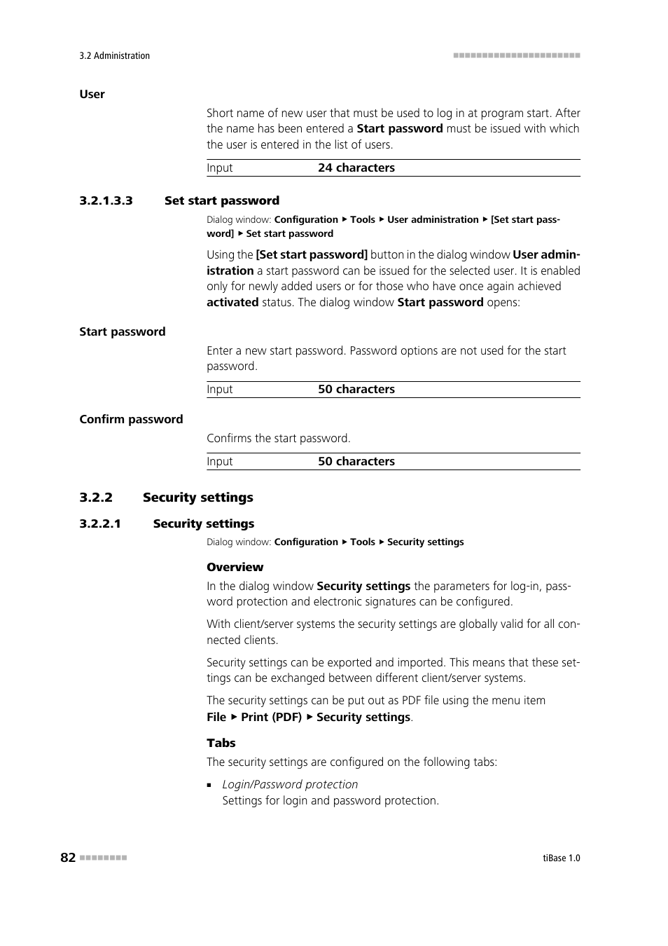 3 set start password, 2 security settings, 1 security settings | Security settings, Set start password for new user | Metrohm tiBase 1.0 Manual User Manual | Page 90 / 339