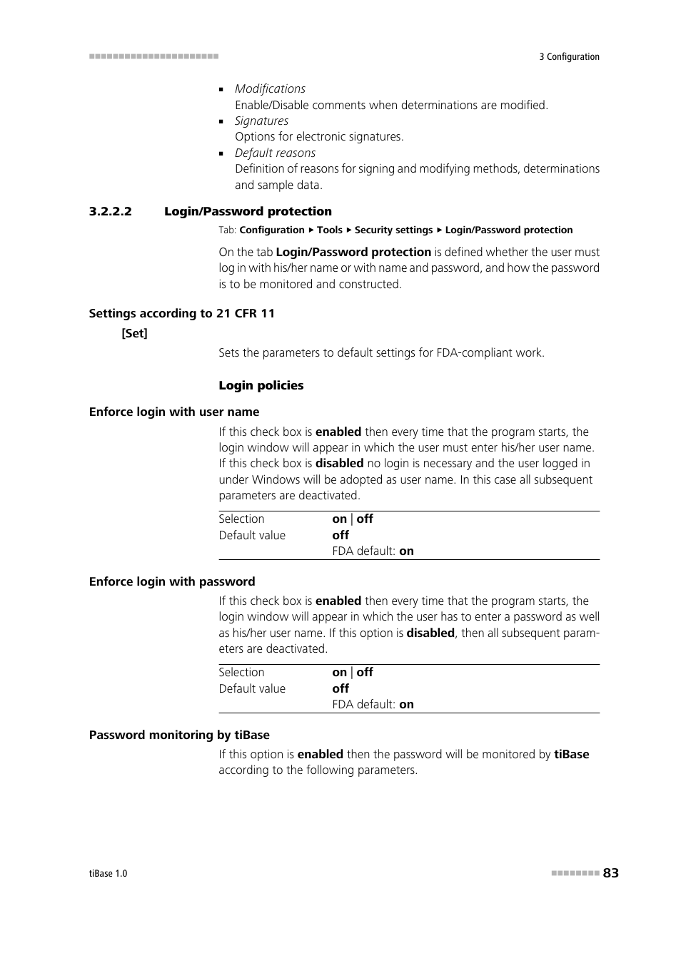 2 login/password protection, Login/password protection | Metrohm tiBase 1.0 Manual User Manual | Page 91 / 339