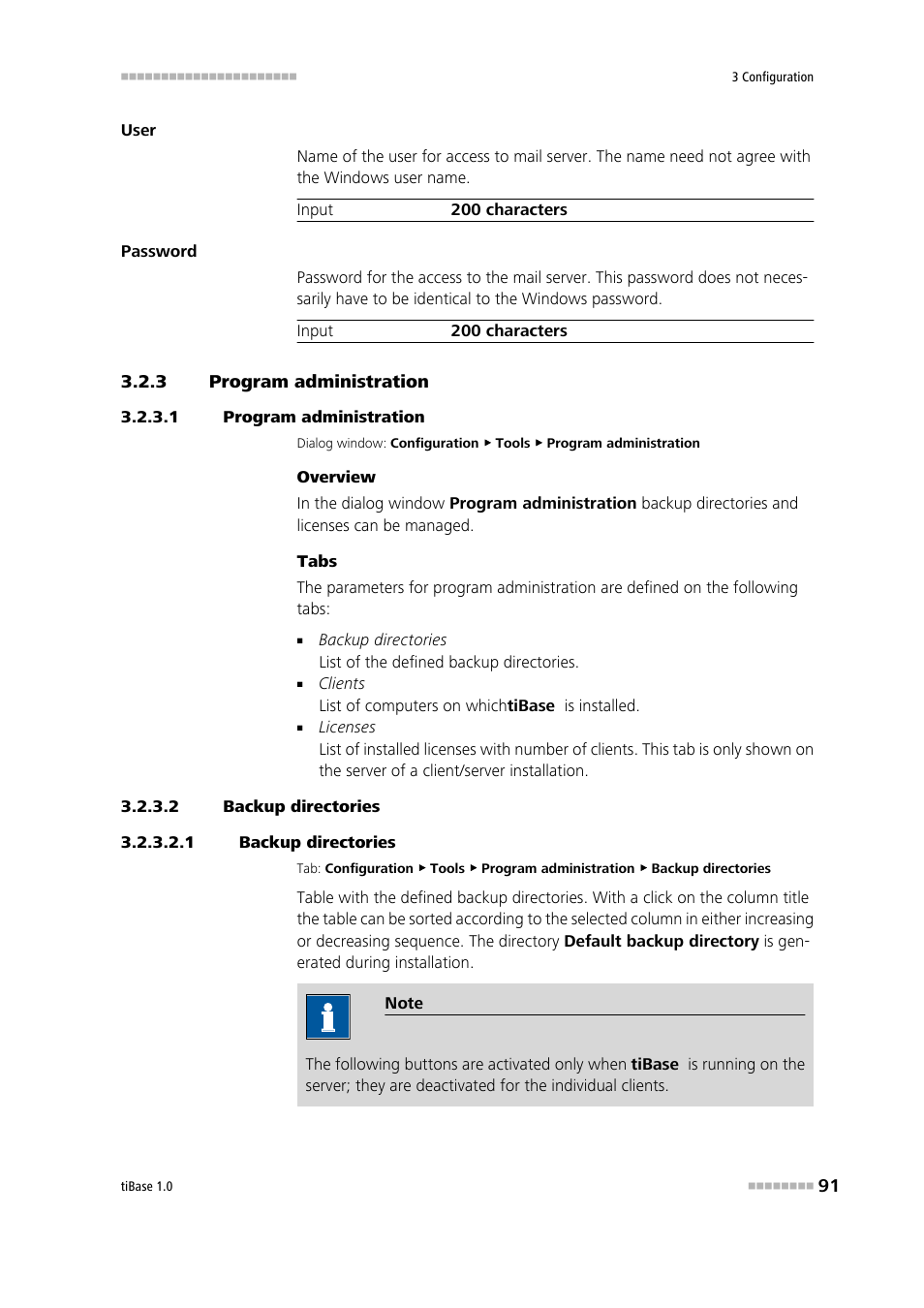 3 program administration, 1 program administration, 2 backup directories | 1 backup directories, Program administration, Backup directories | Metrohm tiBase 1.0 Manual User Manual | Page 99 / 339