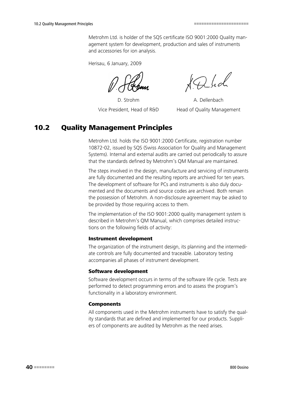 2 quality management principles | Metrohm 800 Dosino User Manual | Page 48 / 53