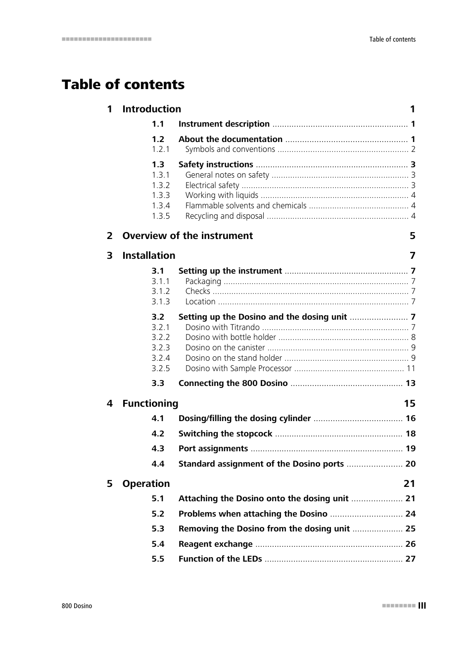 Metrohm 800 Dosino User Manual | Page 5 / 53