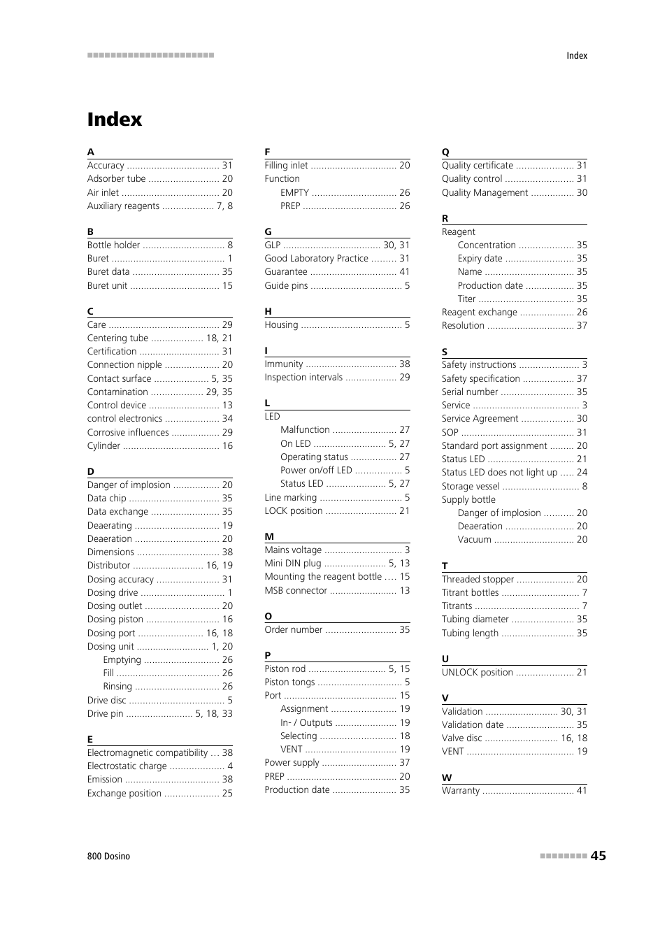 Index | Metrohm 800 Dosino User Manual | Page 53 / 53