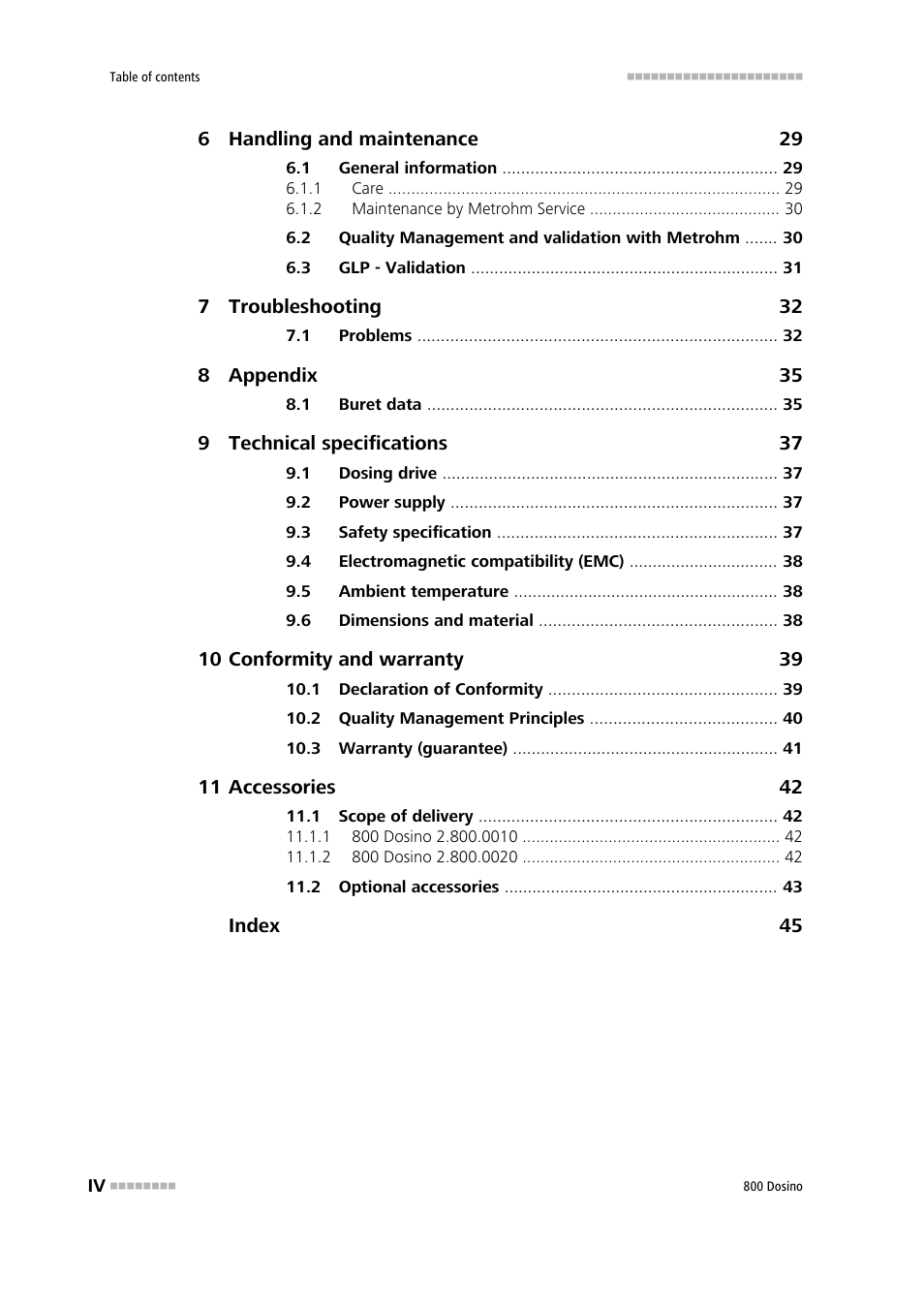 Metrohm 800 Dosino User Manual | Page 6 / 53