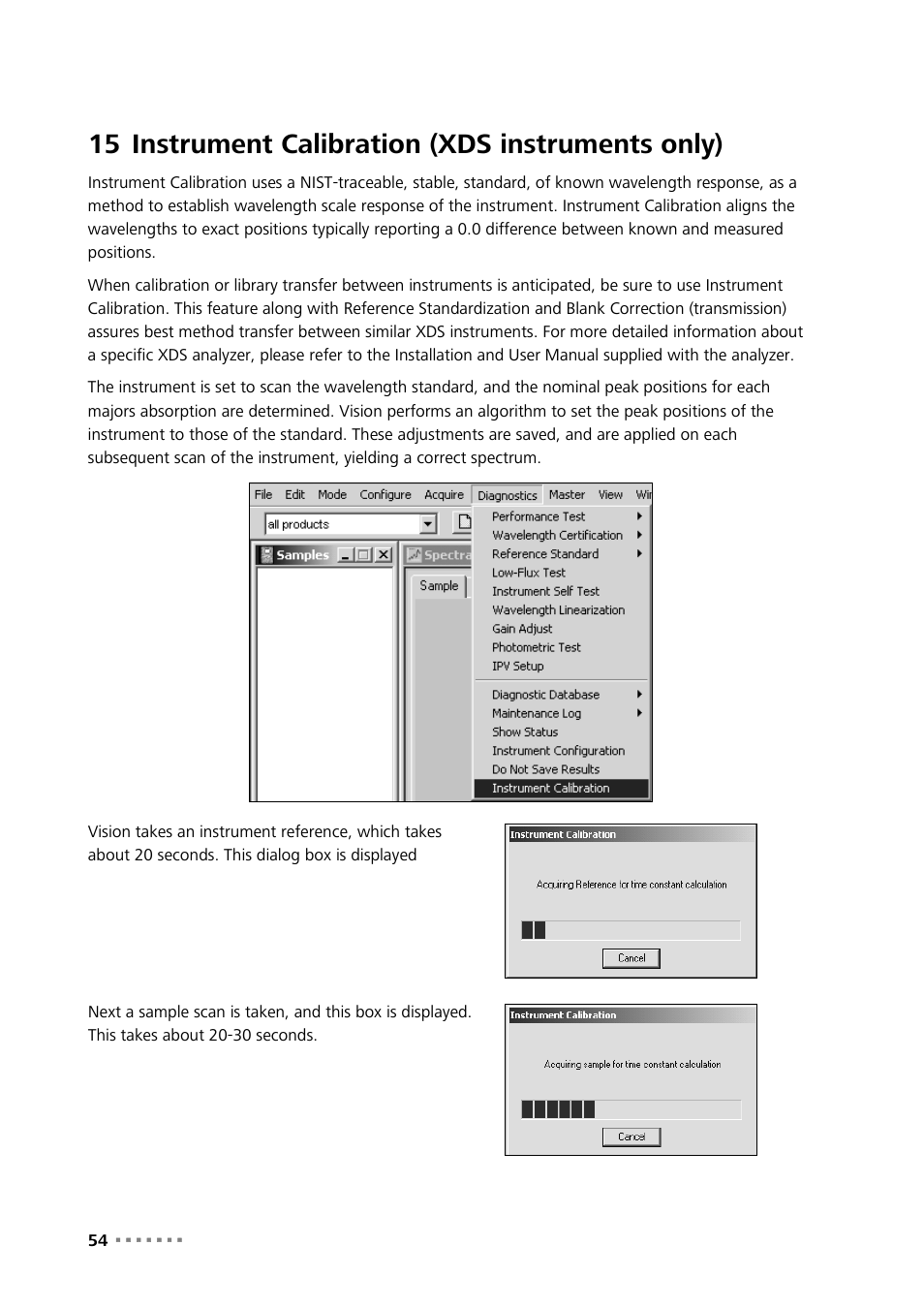 15 instrument calibration (xds instruments only), Instrument calibration (xds instruments only) | Metrohm Vision – Diagnostics User Manual | Page 56 / 65