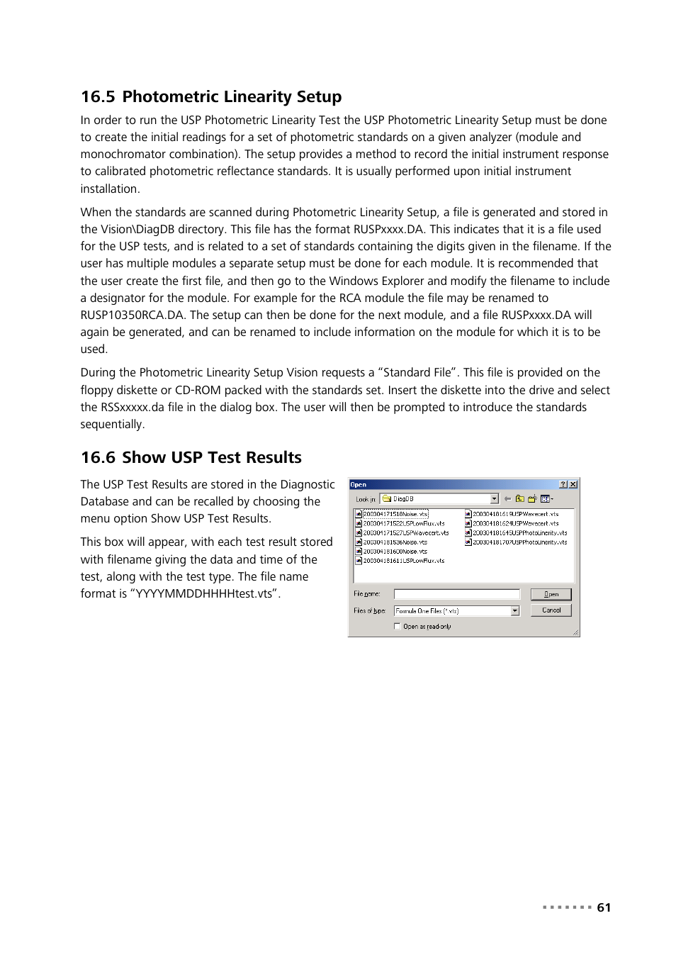 5 photometric linearity setup, 6 show usp test results, Photometric linearity setup | Show usp test results | Metrohm Vision – Diagnostics User Manual | Page 63 / 65