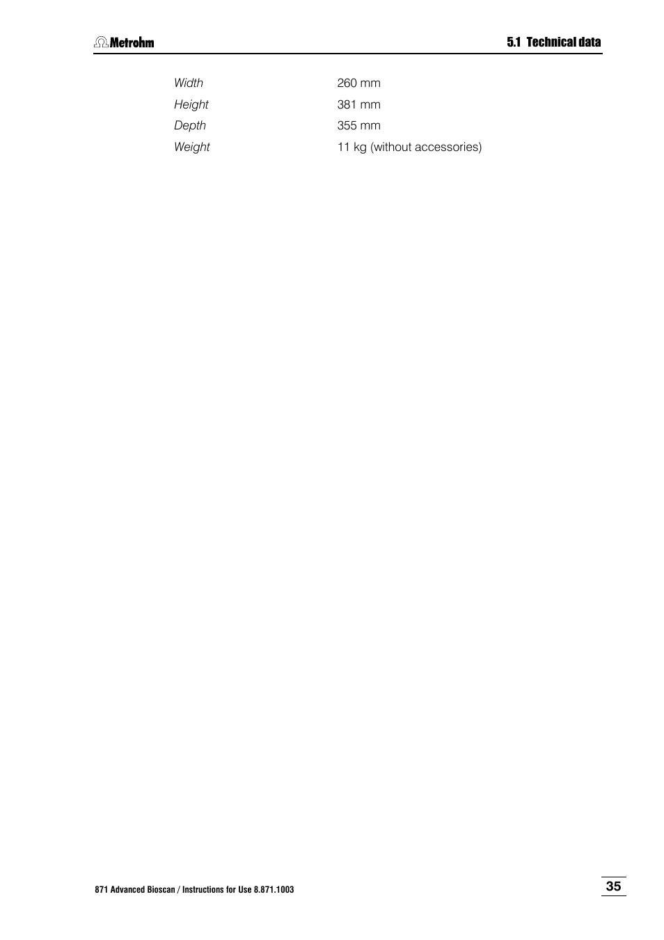 Metrohm 871 Advanced Bioscan User Manual | Page 43 / 56