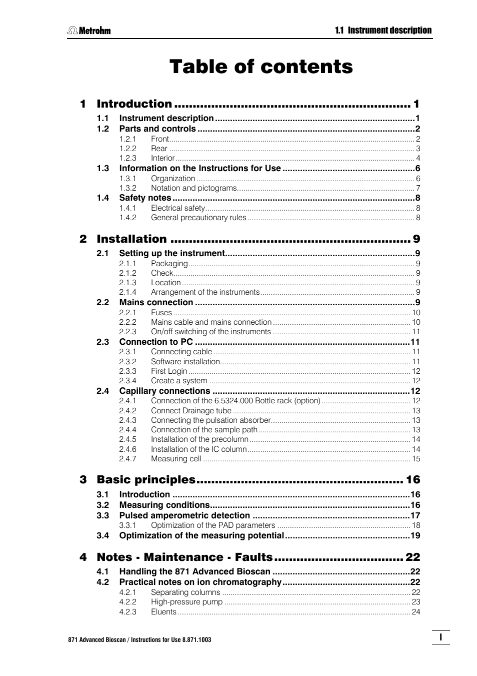 Metrohm 871 Advanced Bioscan User Manual | Page 5 / 56