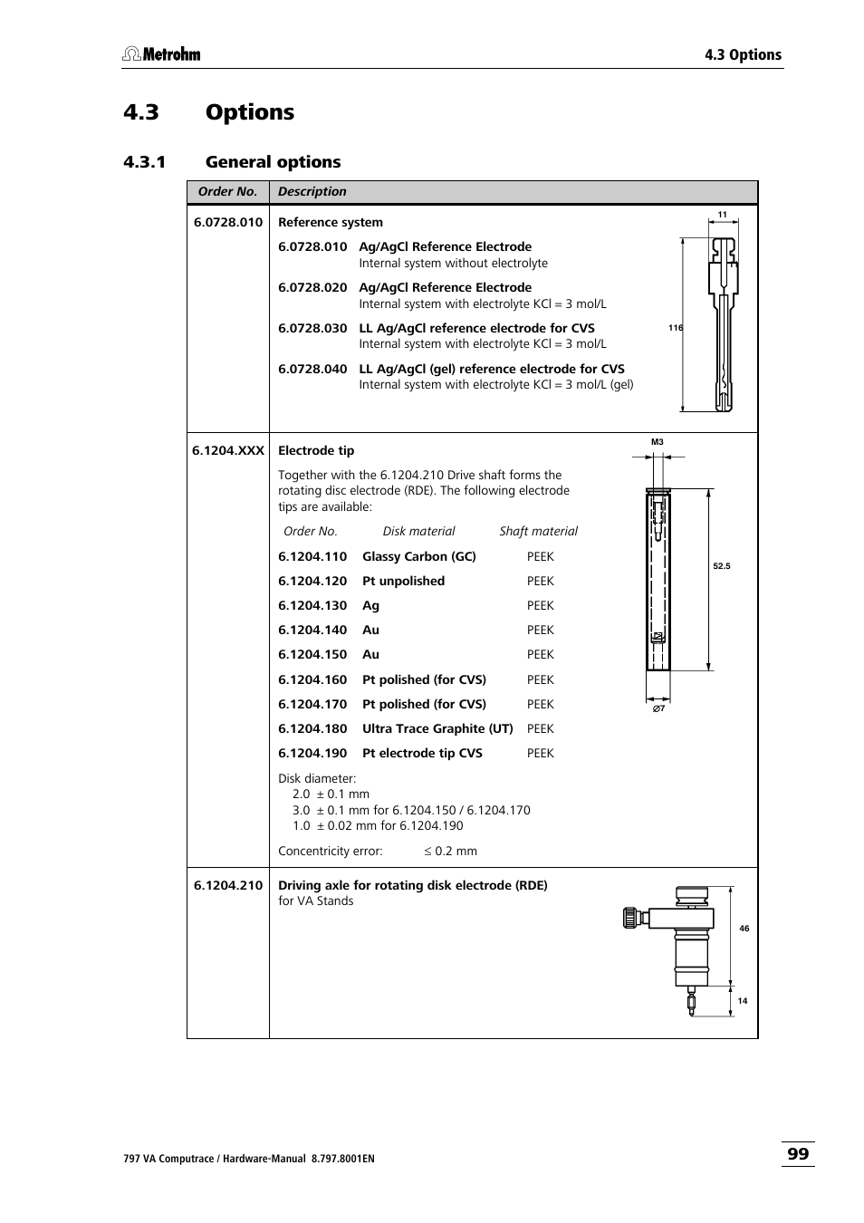 3 options, 1 general options | Metrohm 797 VA Computrace User Manual | Page 107 / 127