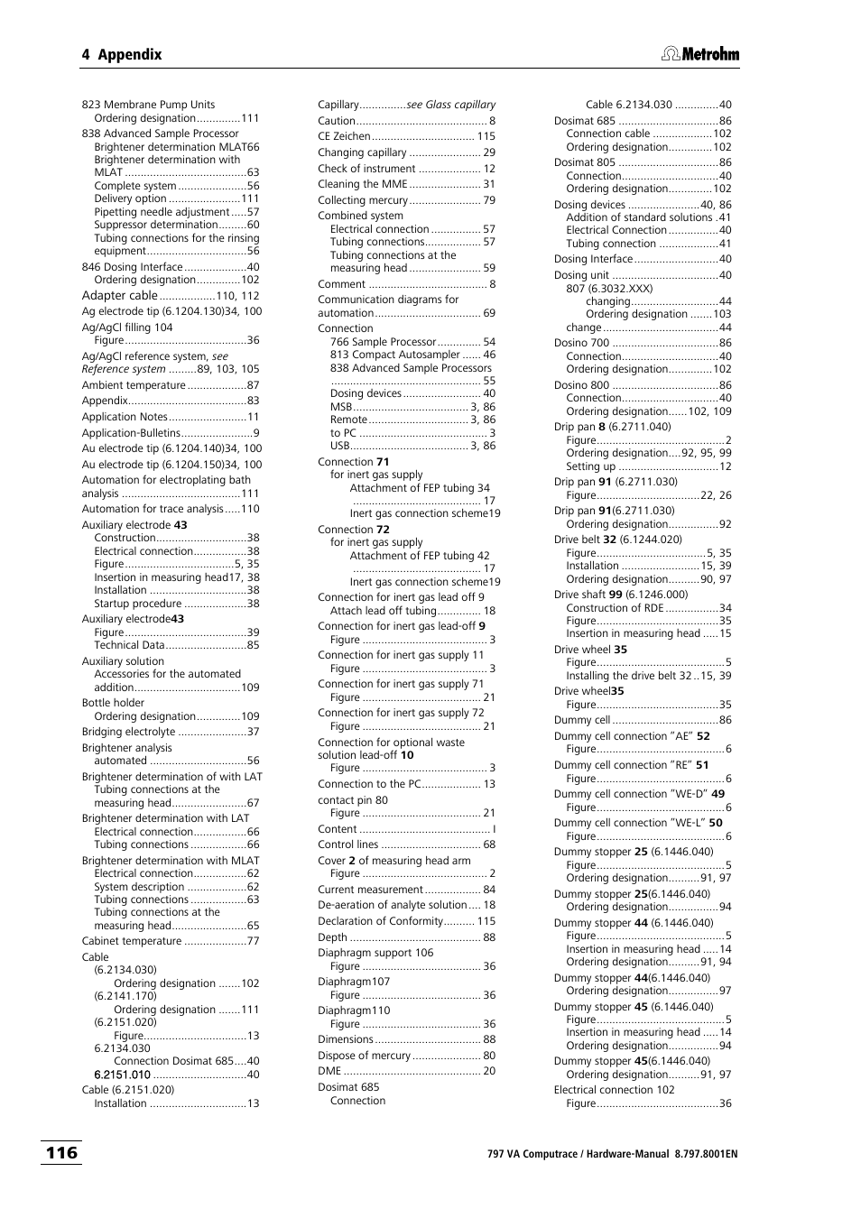 4 appendix | Metrohm 797 VA Computrace User Manual | Page 124 / 127