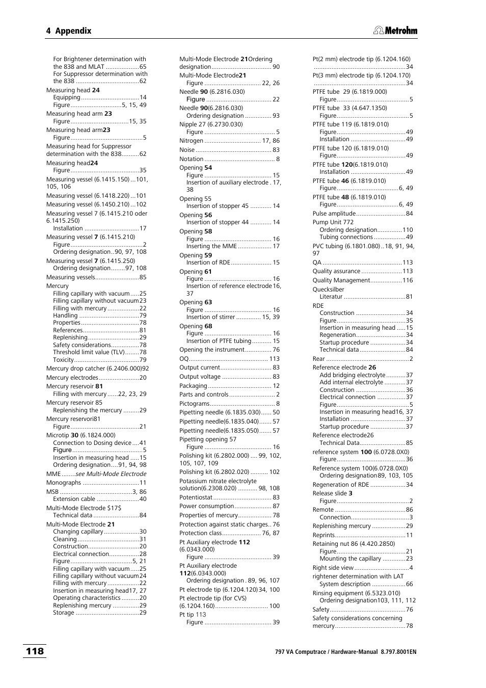 4 appendix | Metrohm 797 VA Computrace User Manual | Page 126 / 127