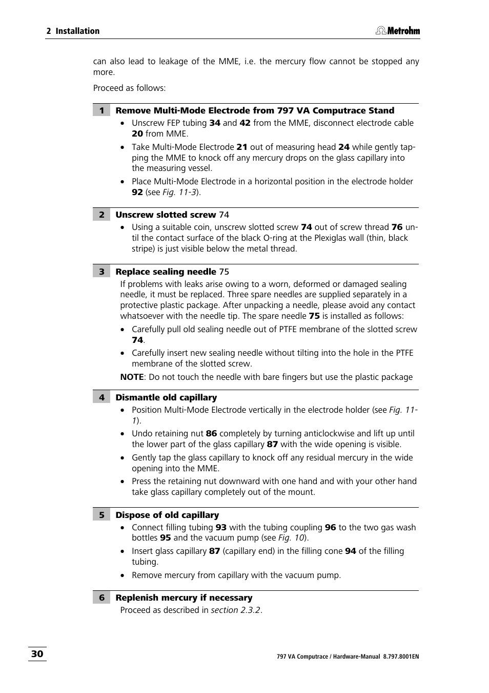 Metrohm 797 VA Computrace User Manual | Page 38 / 127