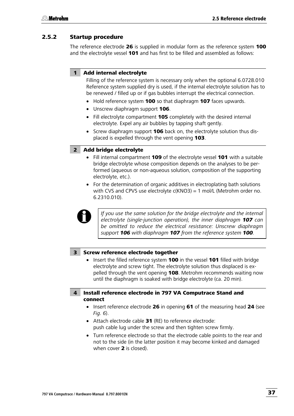 2 startup procedure, Startup procedure | Metrohm 797 VA Computrace User Manual | Page 45 / 127