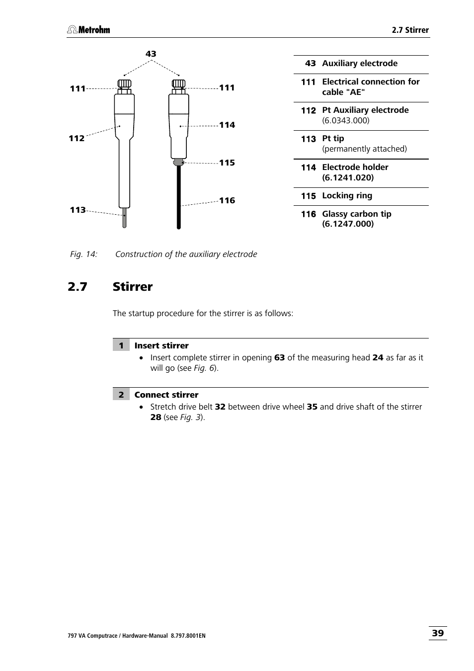 7 stirrer, Stirrer | Metrohm 797 VA Computrace User Manual | Page 47 / 127