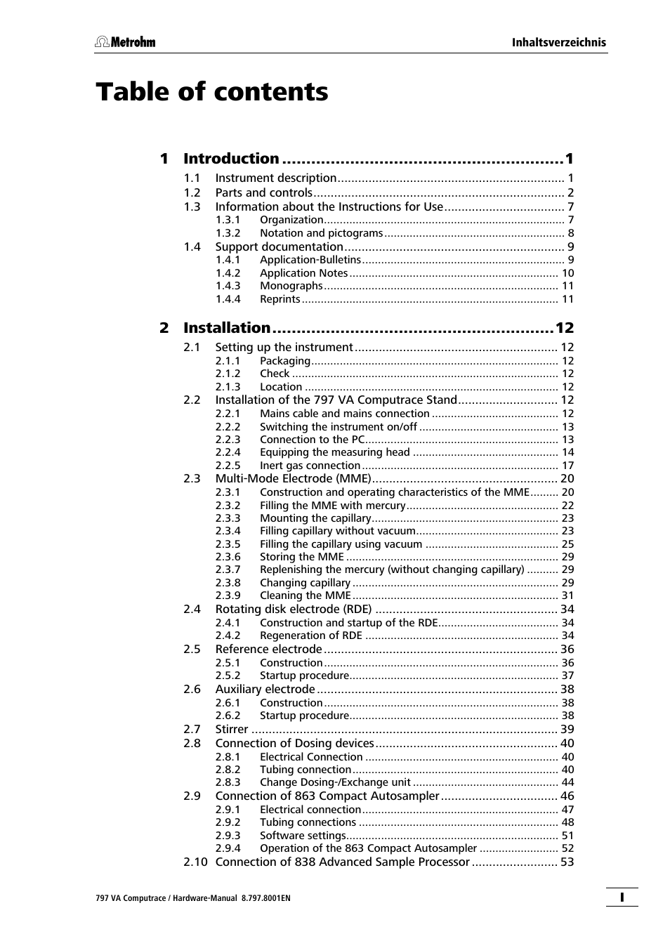Metrohm 797 VA Computrace User Manual | Page 5 / 127
