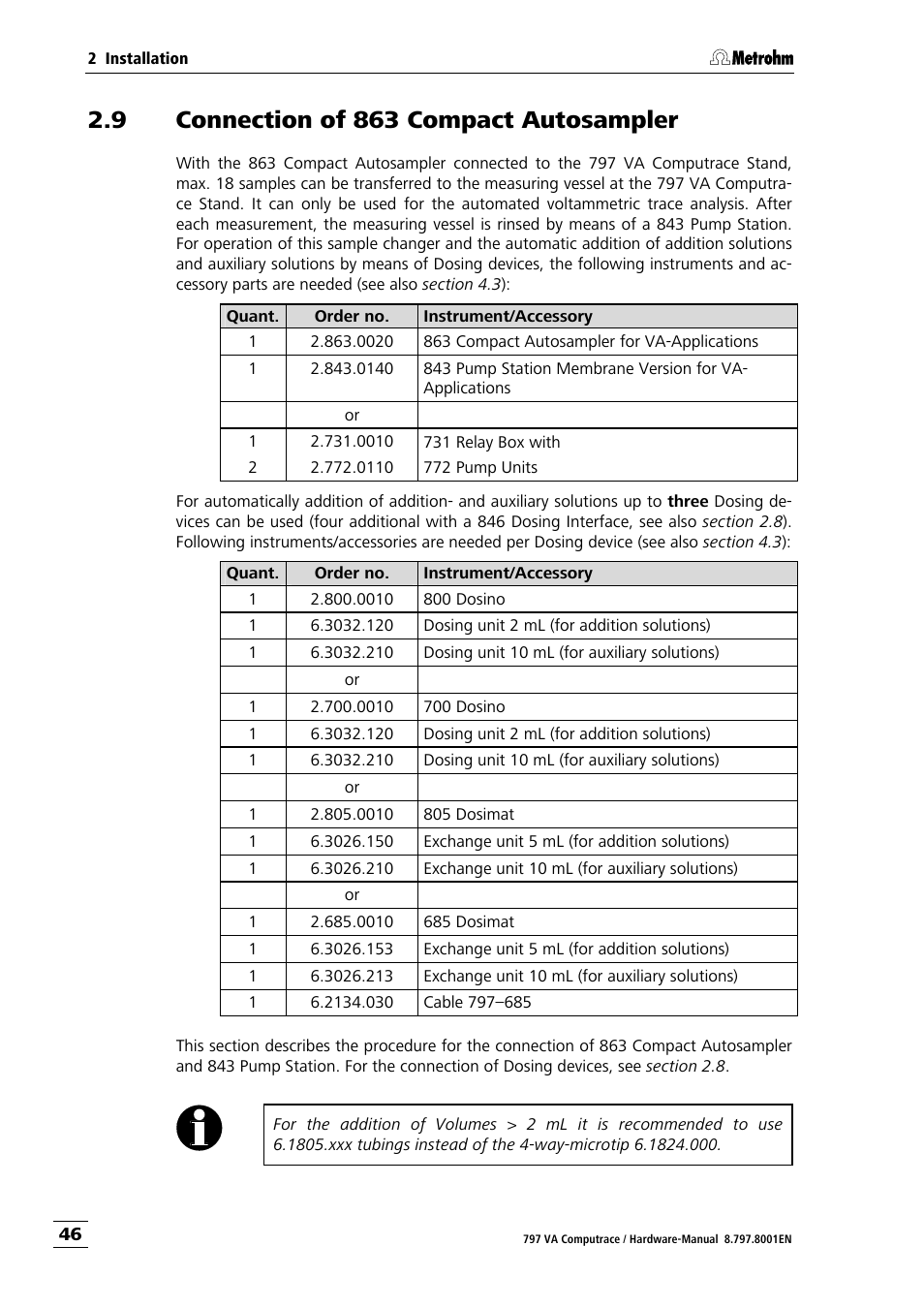 9 connection of 863 compact autosampler, Connection of 863 compact autosampler | Metrohm 797 VA Computrace User Manual | Page 54 / 127