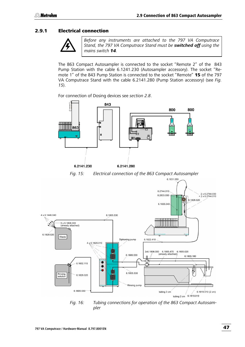 1 electrical connection, Electrical connection | Metrohm 797 VA Computrace User Manual | Page 55 / 127