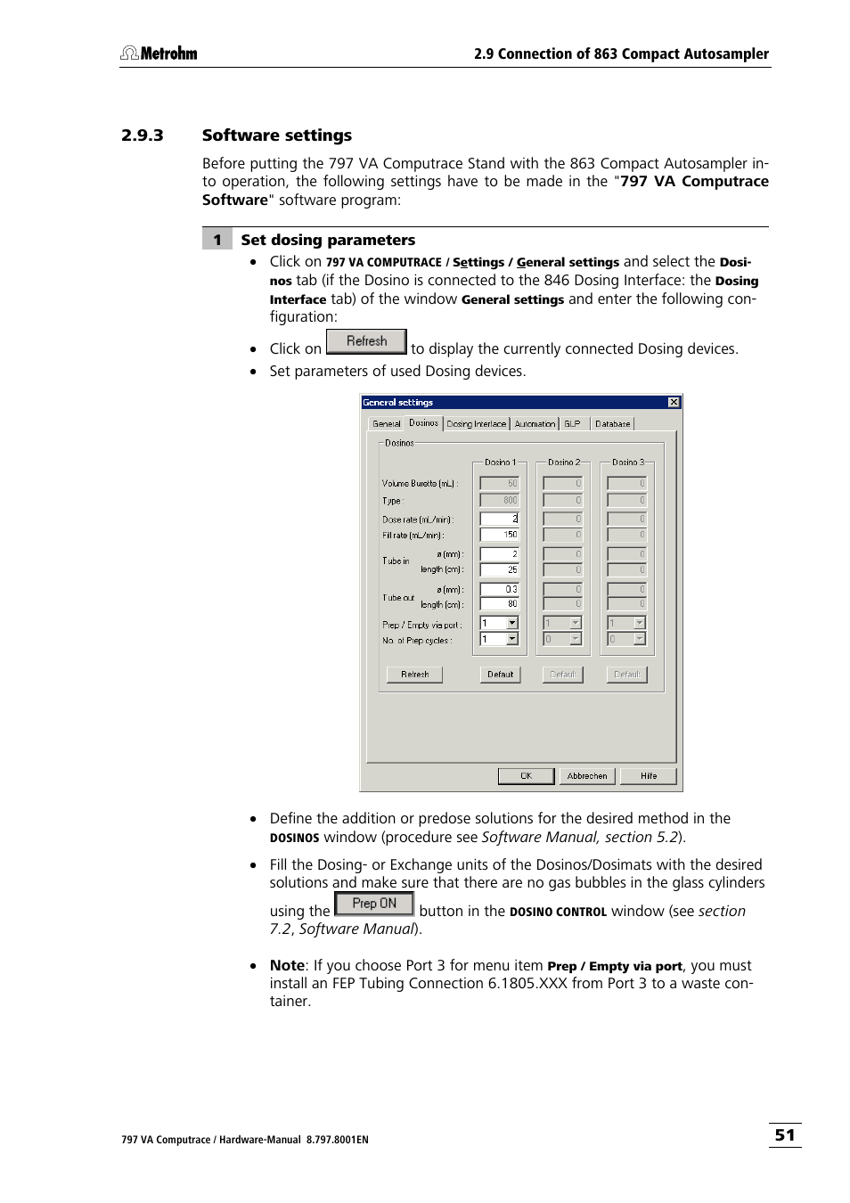 3 software settings, Software settings | Metrohm 797 VA Computrace User Manual | Page 59 / 127