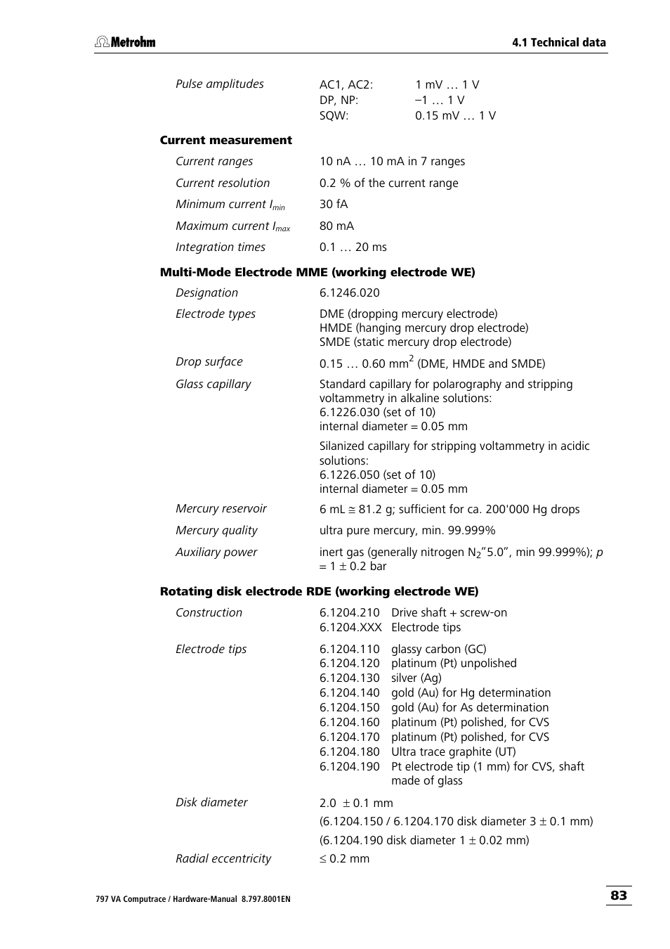 Metrohm 797 VA Computrace User Manual | Page 91 / 127