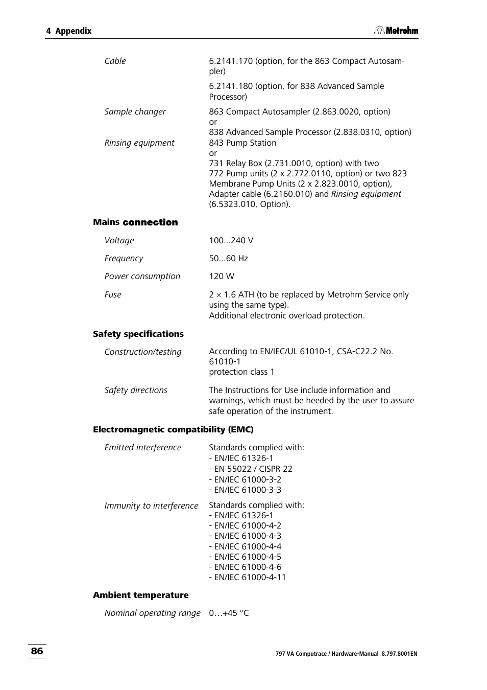 Metrohm 797 VA Computrace User Manual | Page 94 / 127